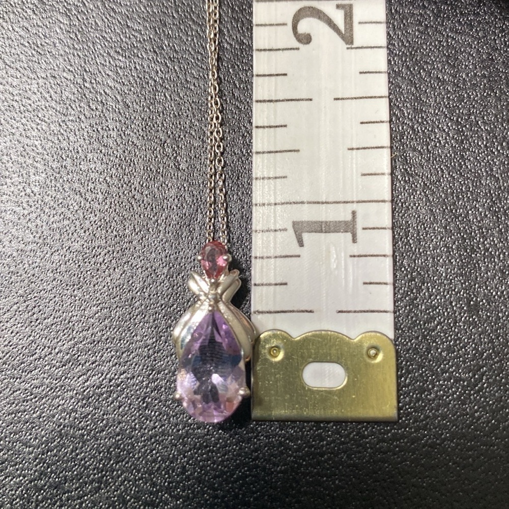 JTV S/S 2.2 8 CTW pink amethyst with pink trim pendant with 18 inch chain - Picture 6 of 7